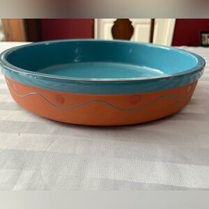 Large Turquoise and Terracotta Serving Bowl